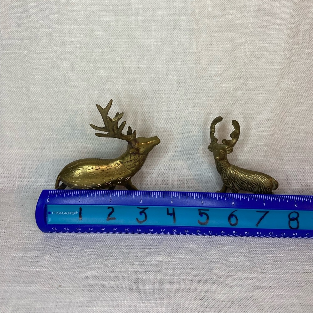 Vintage Brass Deer Figurine Statues (4) Bucks Reindeer Textured LOT SET OF 4 - Picture 14 of 14